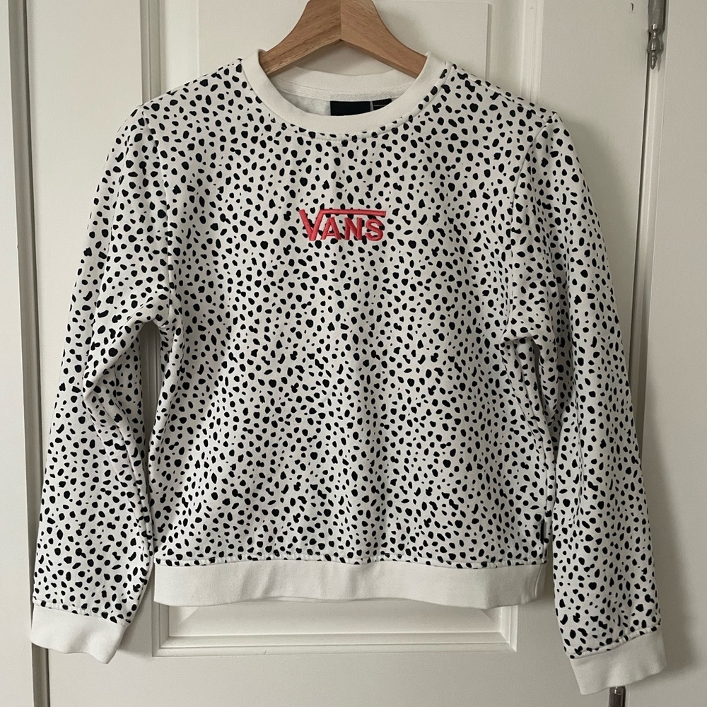 Vans Dalmatian Crew Sweatshirt in black and white, Women size XS, EUC